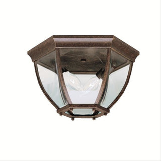 Kichler Outdoor Ceiling 2-Light, Tannery Bronze, Clear Beveled