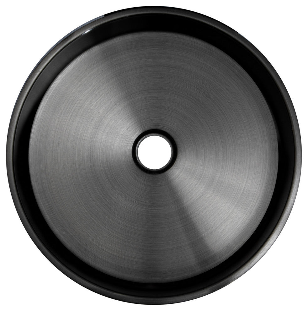 Eden Bath EB_SS003BK Round 15.75-in Stainless  Vessel Sink + Rim Black + Drain