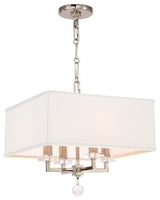 Crystorama Paxton 4 Light Convertible Drum Shade Chandelier, Polished Nickel