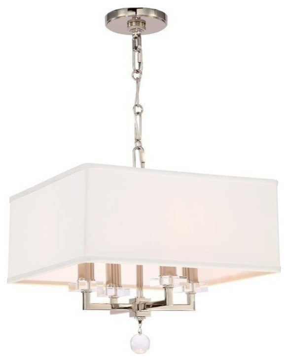 Crystorama Paxton 4 Light Convertible Drum Shade Chandelier, Polished Nickel
