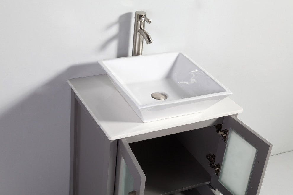 Vanity Art Bathroom Vanity Set With Sink, Gray, 36", Standard Mirror