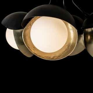 Brooklyn 4-Light Double Shade Semi-Flush, Black, Modern Brass Accents