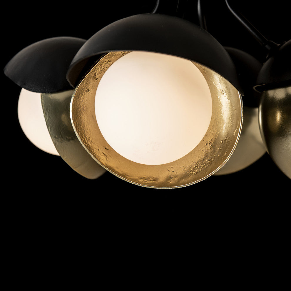 Brooklyn 4-Light Double Shade Semi-Flush, Black, Modern Brass Accents