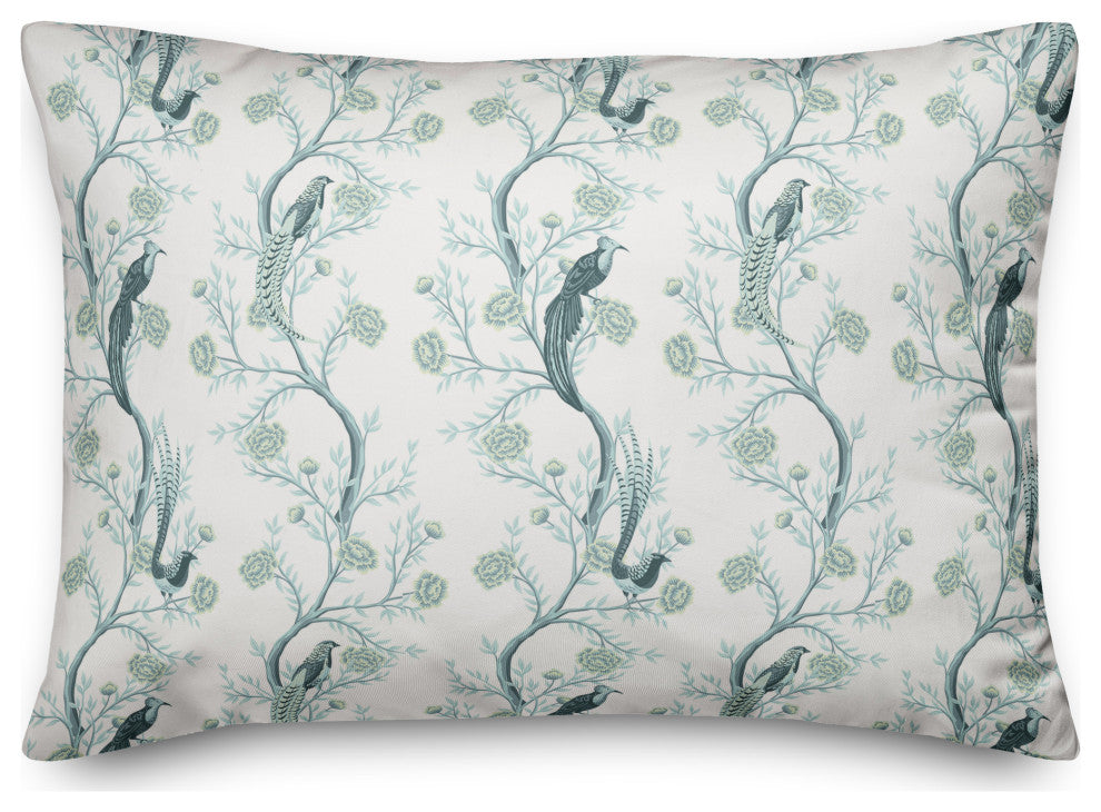 Vintage Birds On Branches Blue Mint 6 14x20 Spun Poly Pillow
