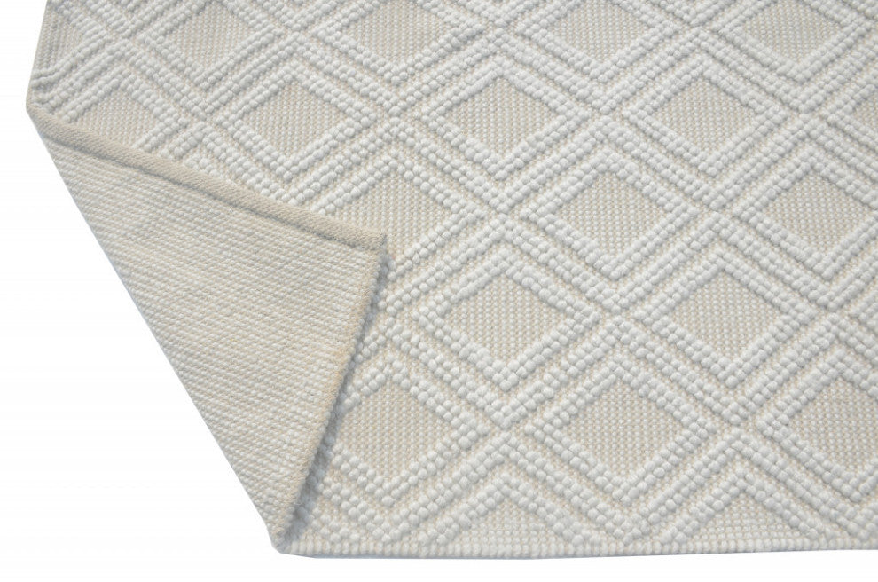 8"x11" Ivory Diamond Lattice Modern Area Rug