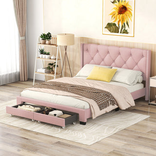 Gewnee Queen Size Storage Bed Linen Upholstered Platform Bed