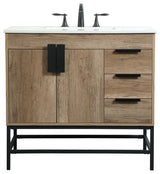 Elegant Decor Eugene 36" Aluminum MDF Single Bathroom Vanity in Natural Oak