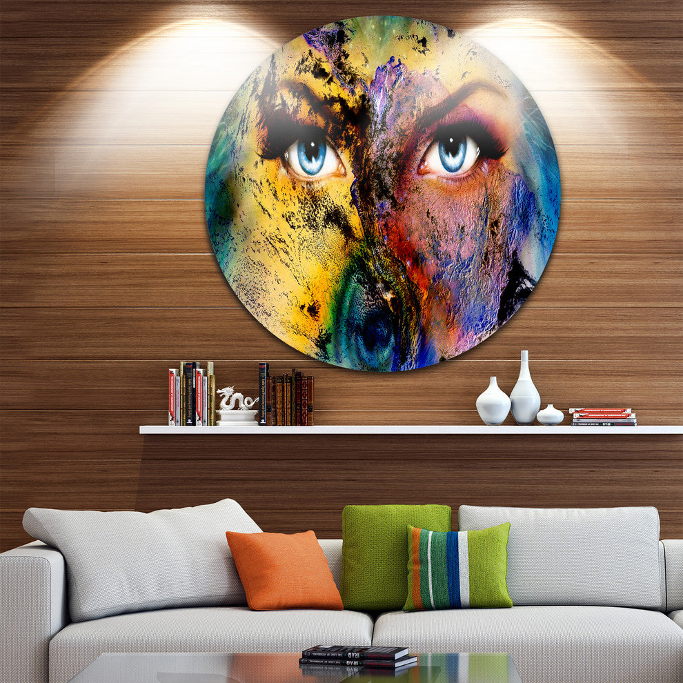 Planet Earth And Human, Abstract Animal Round Wall Art, 11"