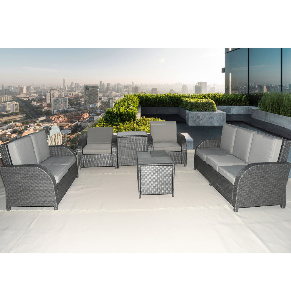 Rattan Patio Sofa Set With 2 Coffee table