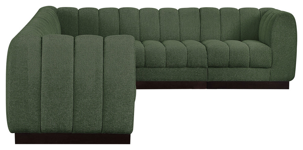 Quinn Chenille Upholstered 6-Piece L-Shaped Modular Sectional, Green