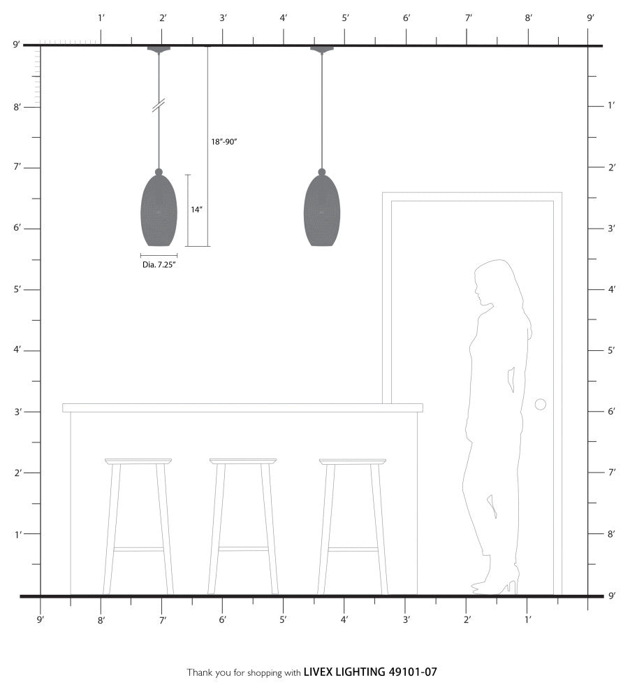 Livex Lighting Dublin 1 Light Tall Bronze Pendant