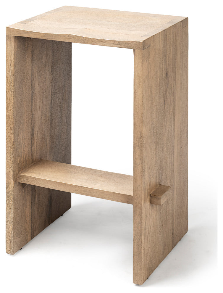 Aida Light Brown Solid Wood Counter Stool