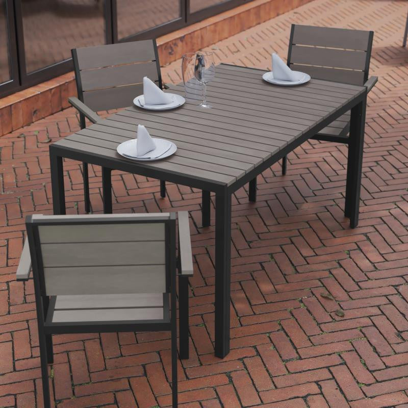 Finch Commercial Grade Outdoor  55" x 31" Dining Table, Gray