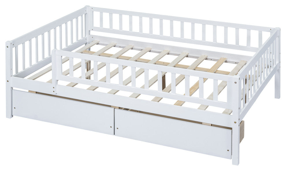 Gewnee Wood Full Size Daybed  with Two Drawers in White
