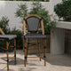 Set of 2 Stackable Indoor/Outdoor French Bistro 26" High Bar Stools, Black & White/Natural Frame