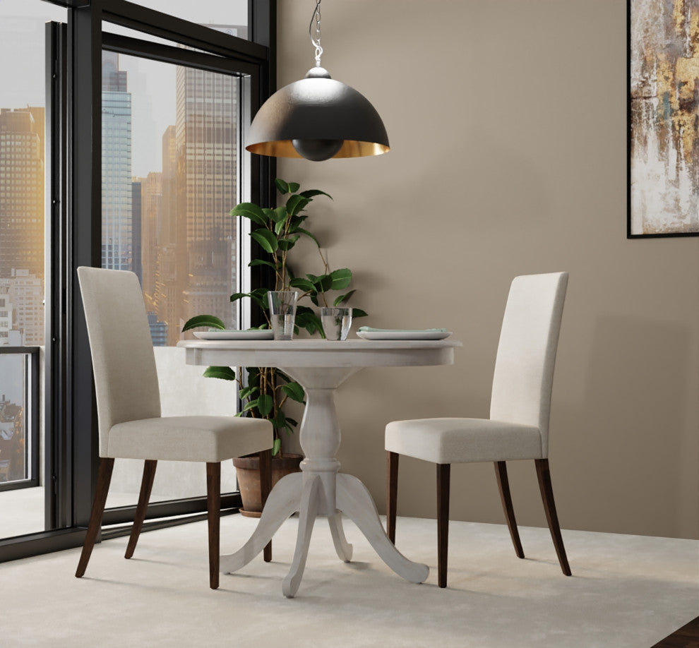 Fairview 36" Round Pedestal Dining Table, Whitewash