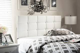 Bordeaux Modern White Faux Leather Queen Size Headboard