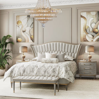 St. Charles Queen Chenille Wingback Bed, Dove Gray