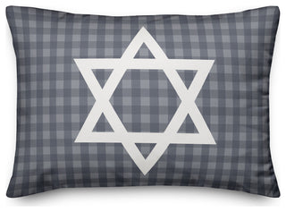 Plaid Star of David 14"x20" Throw Pillow