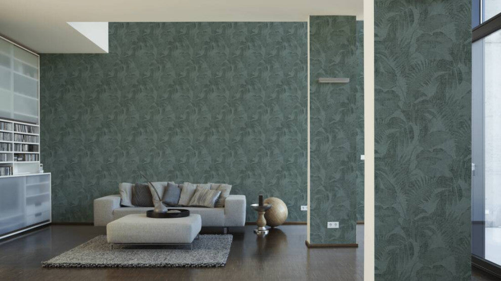 Botanical Jungle Textured Wallpaper Featuring Tropical Leaves, 373963
