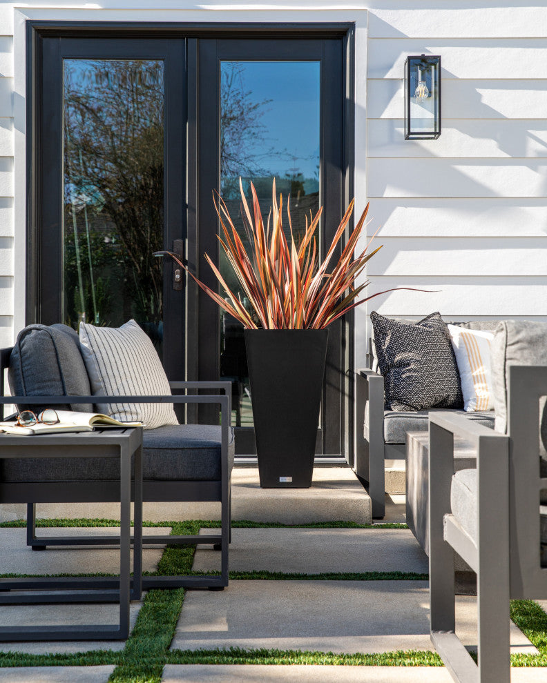 Midland Tall Square Planter, Black, 30'', 2 Pack