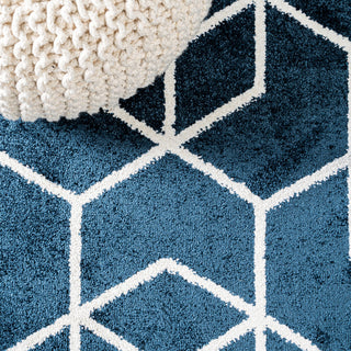 Tumbling Blocks Modern Geometric Navy/White 5'x8' Area Rug