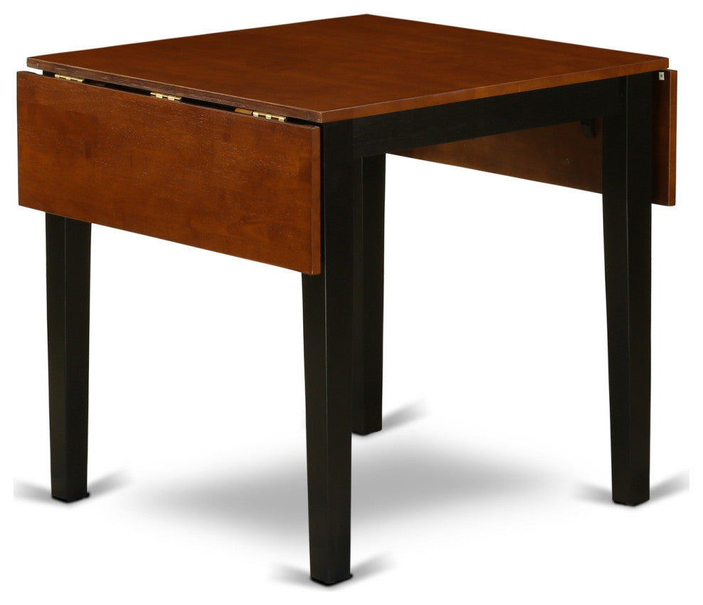 Kitchen Set 5 Pc- 4 Chairs, Table, Black Solid Wood Frame