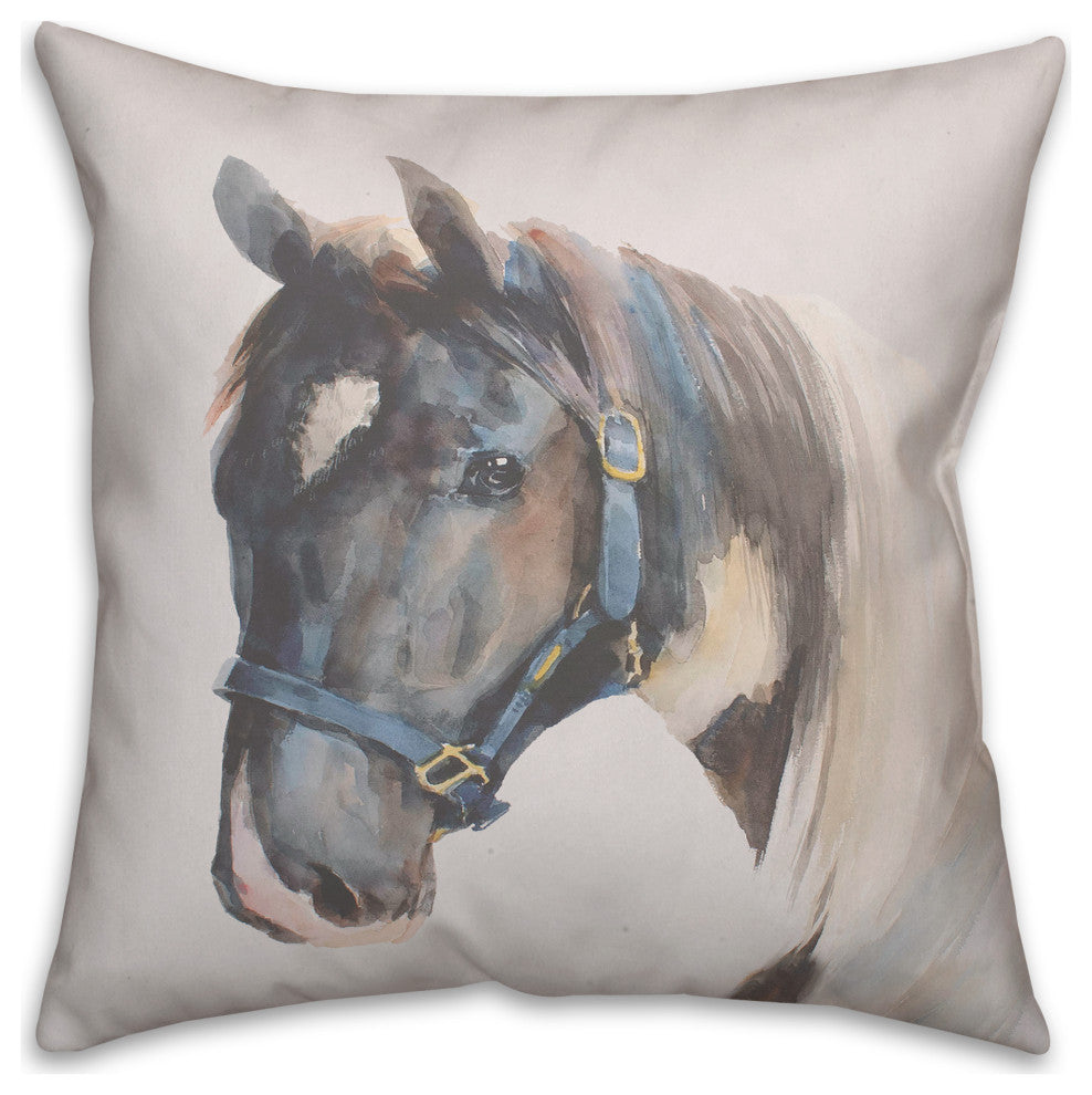 Horse Watercolor 2 18"x18" Spun Poly Pillow