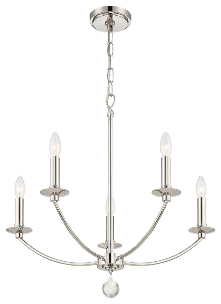 Mila 5-Light Chandelier, Polished Nickel