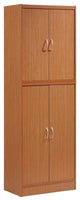 Hodedah 4 Door Kitchen Pantry with 4 Shelves 5 Compartments in Cherry Wood