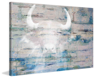 "White Bull Shadow" Painting Print on Wrapped Canvas, 18"x12"