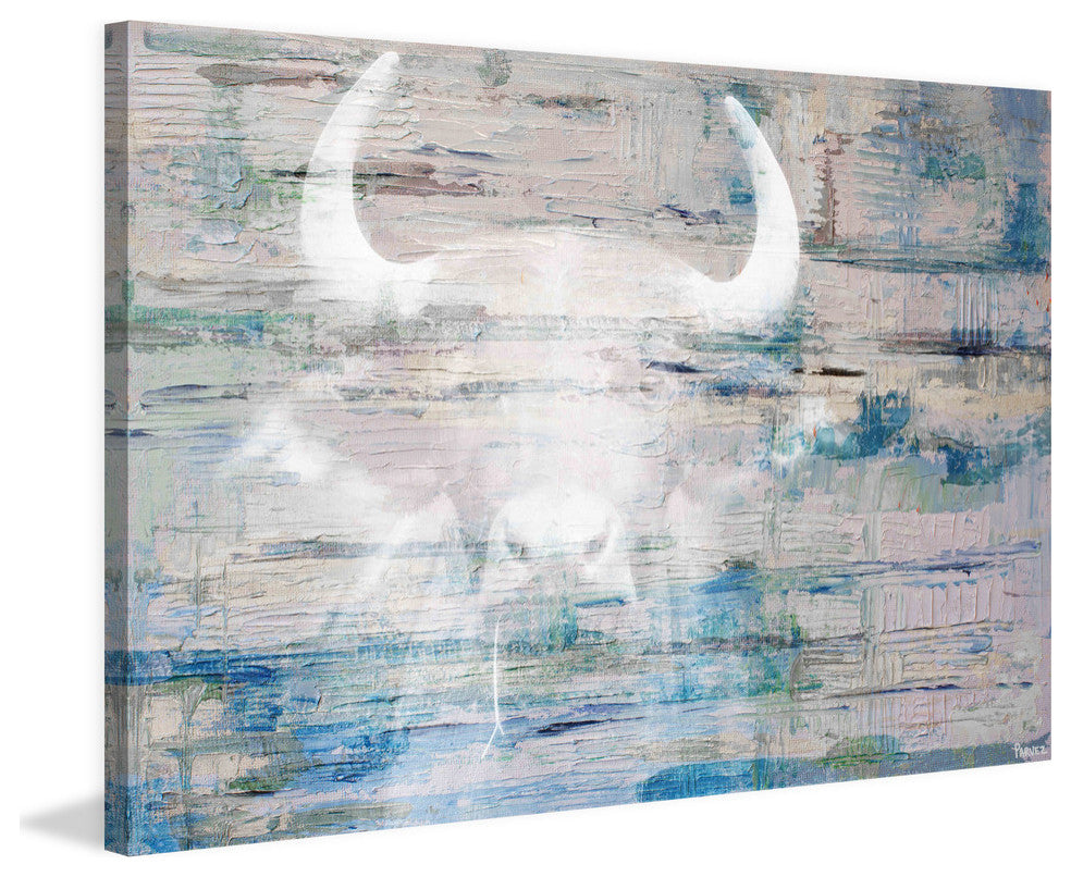 "White Bull Shadow" Painting Print on Wrapped Canvas, 18"x12"