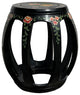 Chinese Black Color Flower Graphic Round Barrel Shape Wood Stool Hws3131