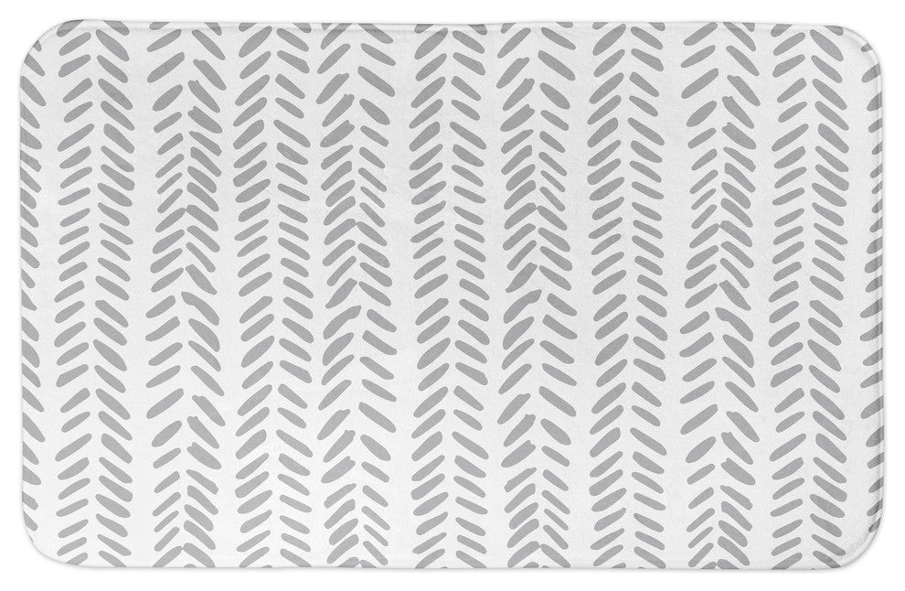 Gray Modern Herringbone 34x21 Bath Mat