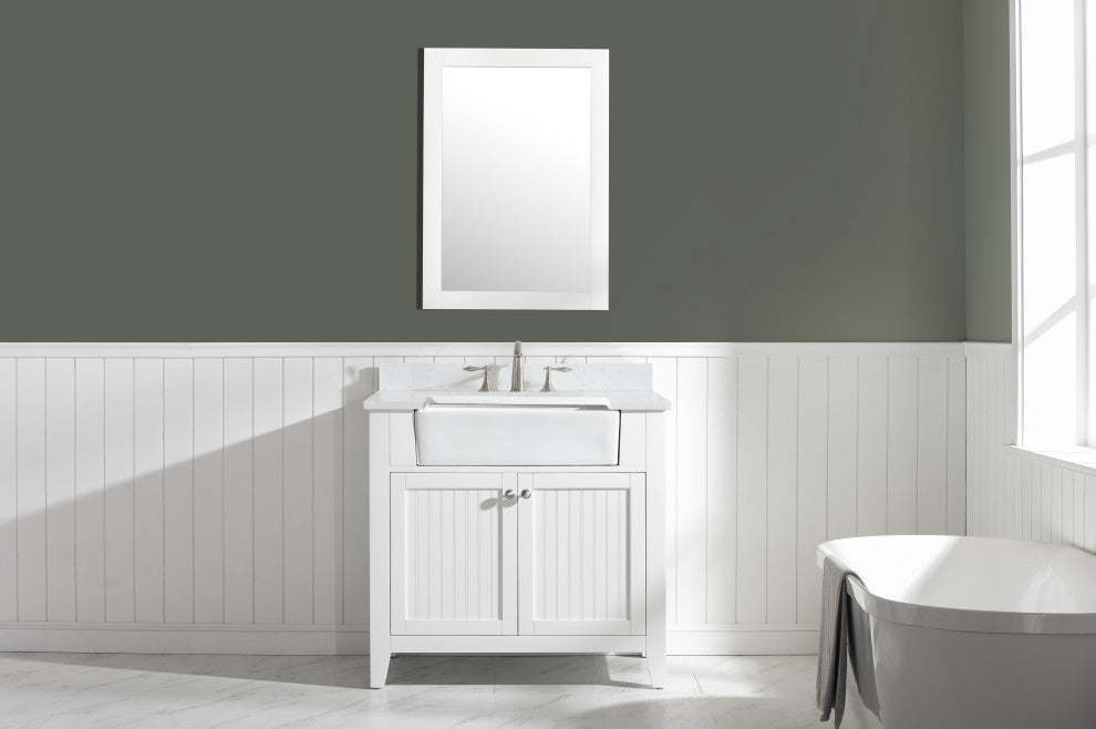 Burbank Transitional White 36" Single Vanity