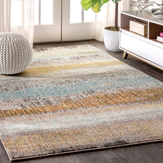Contemporary POP Modern Abstract Vintage Area Rug, Cream/Yellow, 3 X 5
