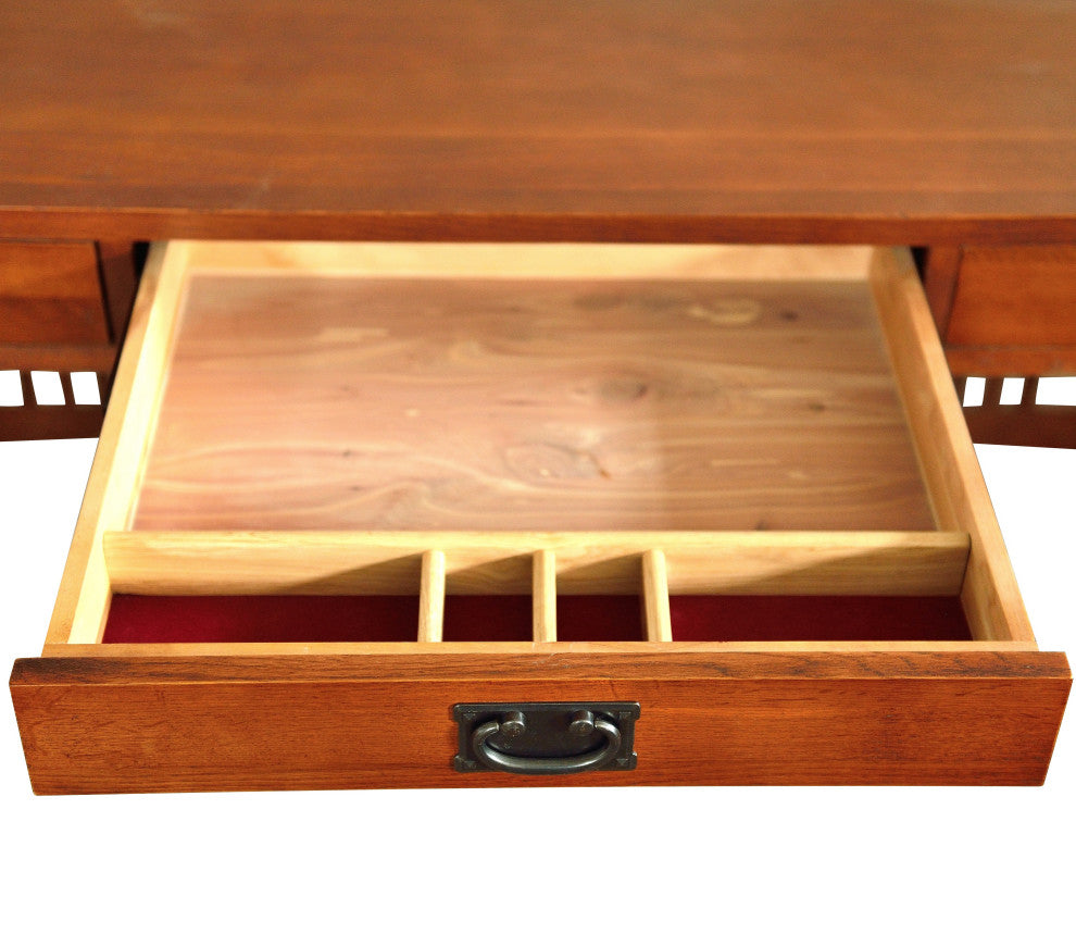 Mission Solid Quarter Sawn Oak 3 Drawer Library Table Desk