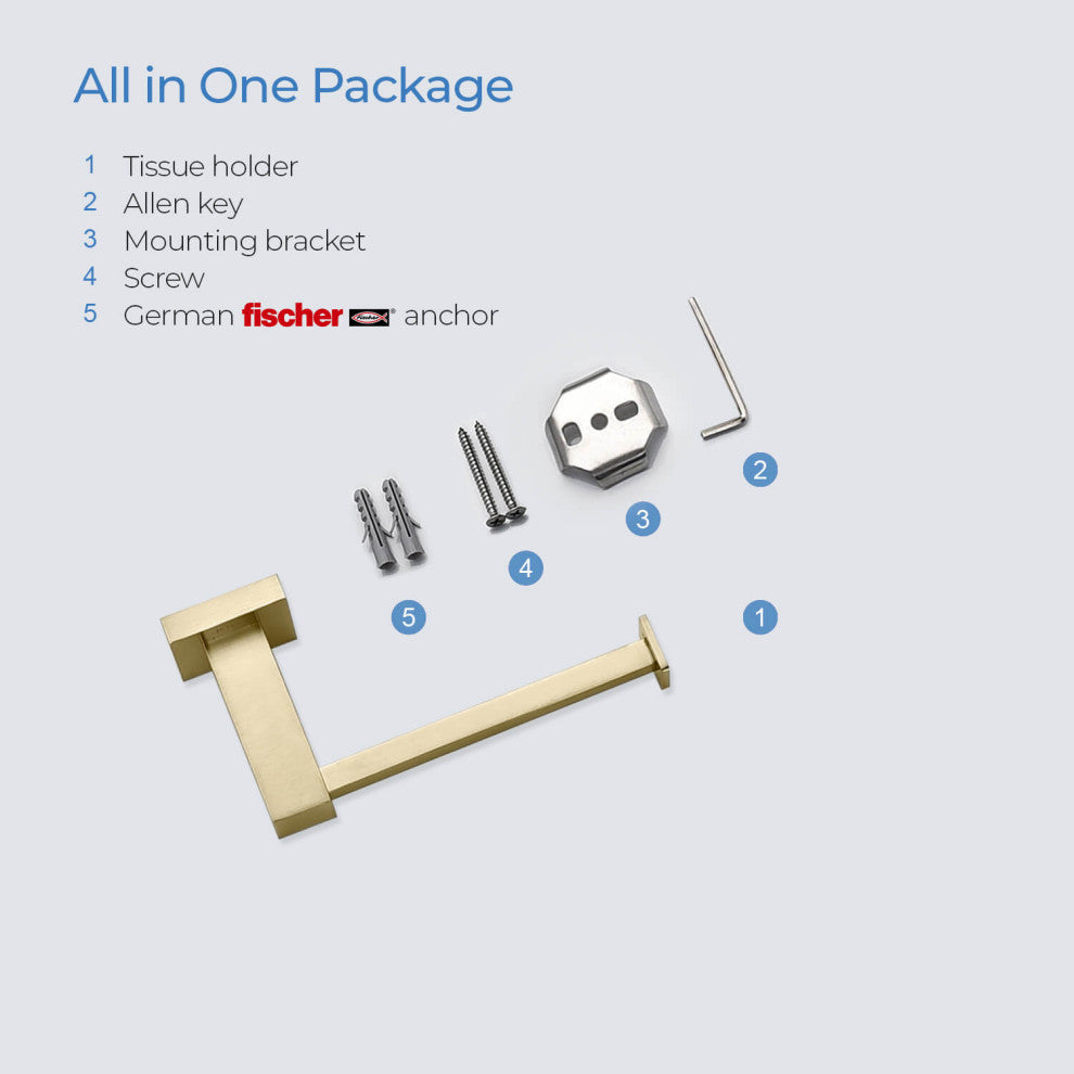 Cube Bathroom Tissue Holder KBA1502, Brush Gold