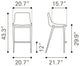 Bar Stool Chair, Set of 2, Faux Vinyl Leather, Steel, Gray, Walnut