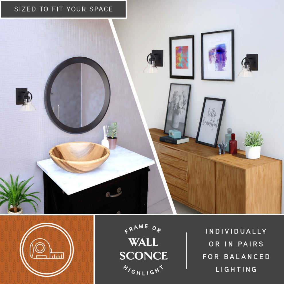Ogden 1 Light Vanity Matte Black, Matte Black, 6.5-in W X 10.25-in H X 7.75-in D