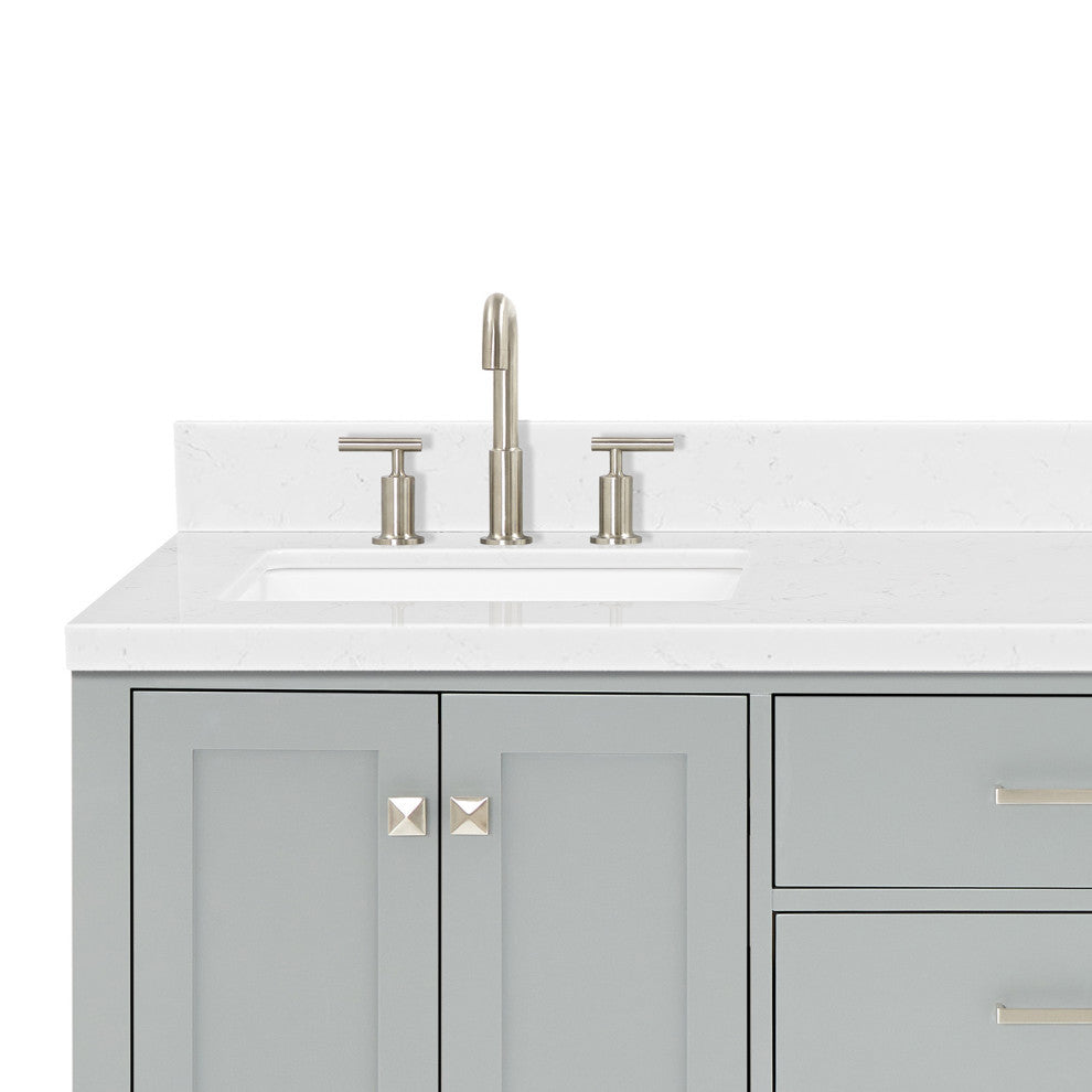 Ariel Cambridge 66" Double Rectangle Sinks Vanity, Carrara Quartz