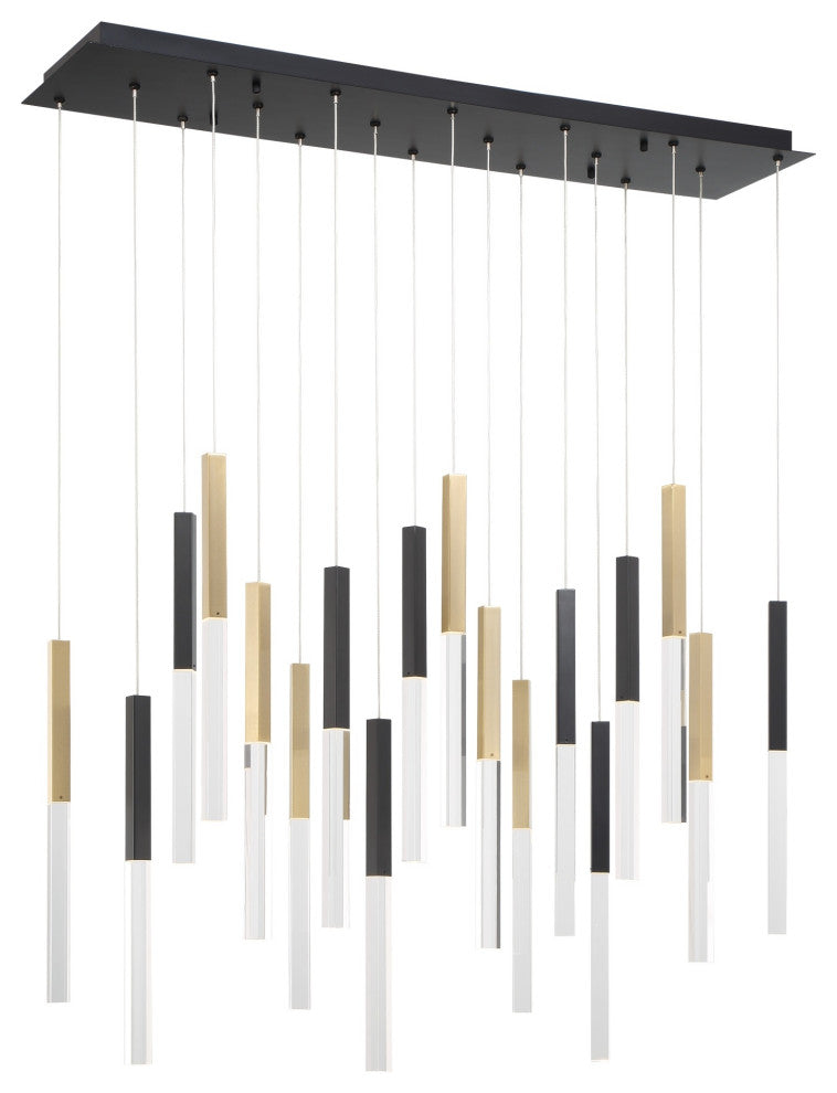 Benicio 18 Light Chandelier, Gold and Black