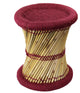 Natural Geo Moray Decorative Handwoven Jute Accent Stool, Set of 2, Maroon