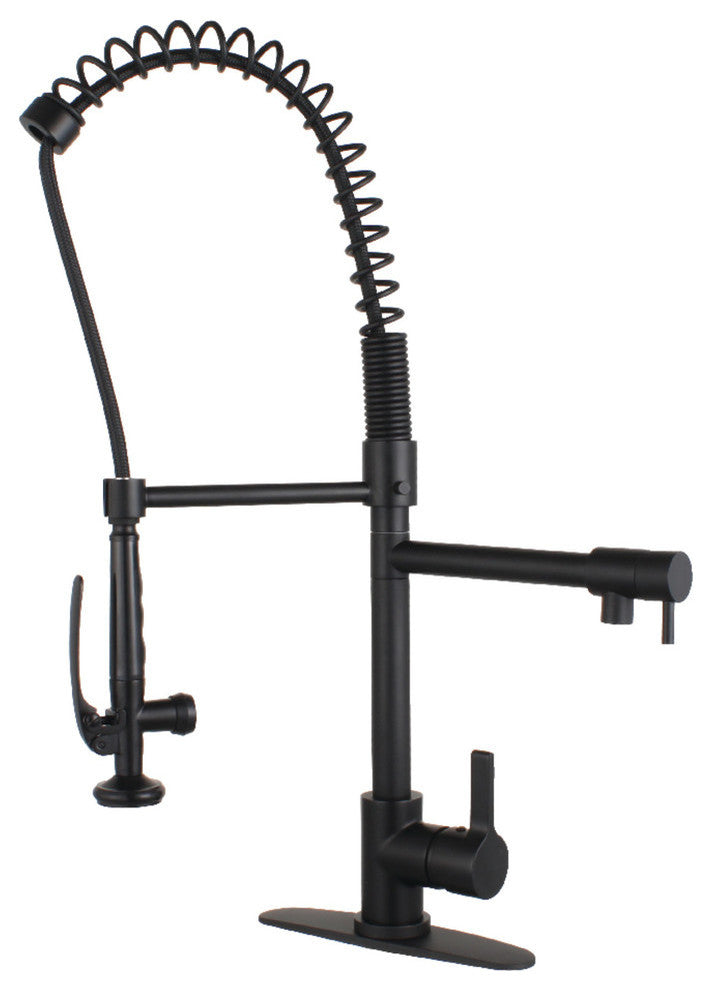 Gourmetier Single-Handle Pre-Rinse Kitchen Faucet, Matte Black