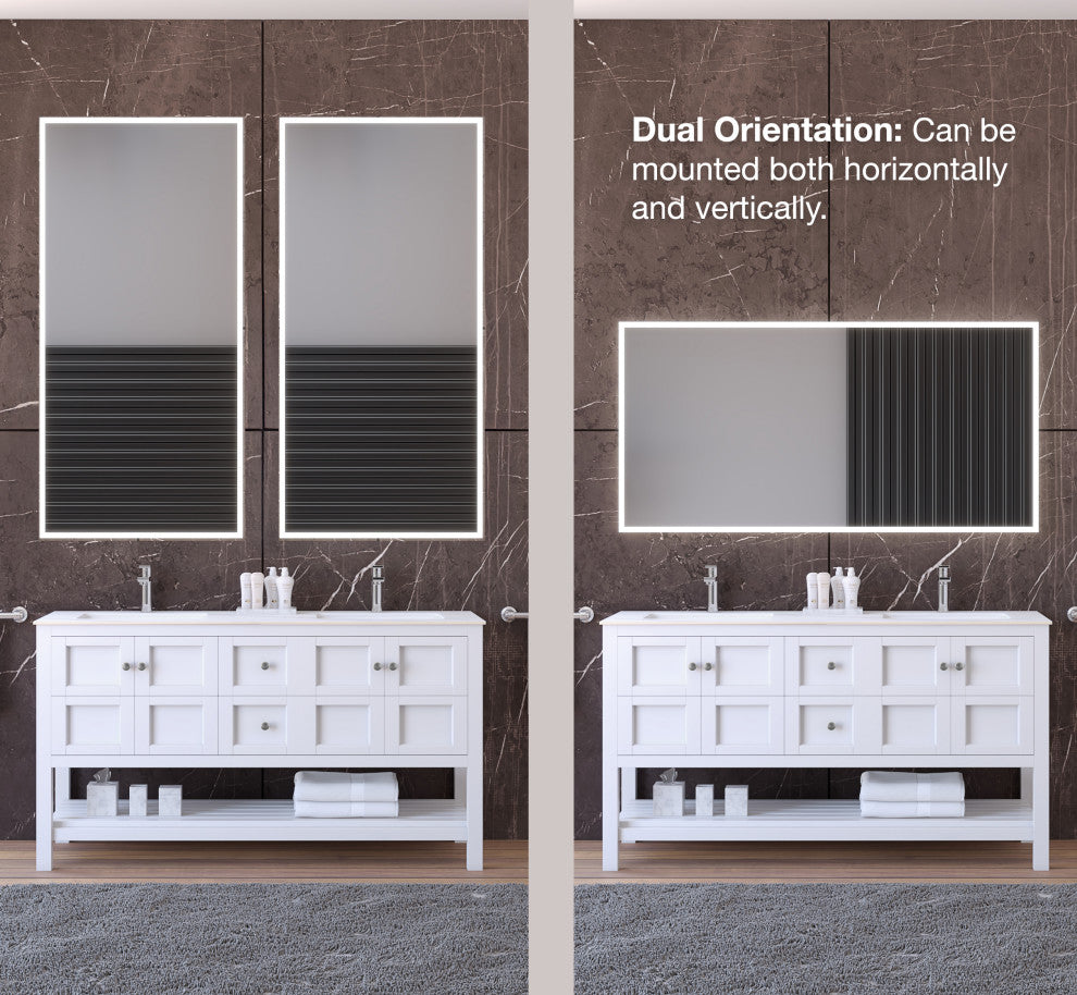 Smart Lisa Dimmable LED Bathroom Mirror With Voice Control, 60"x30"