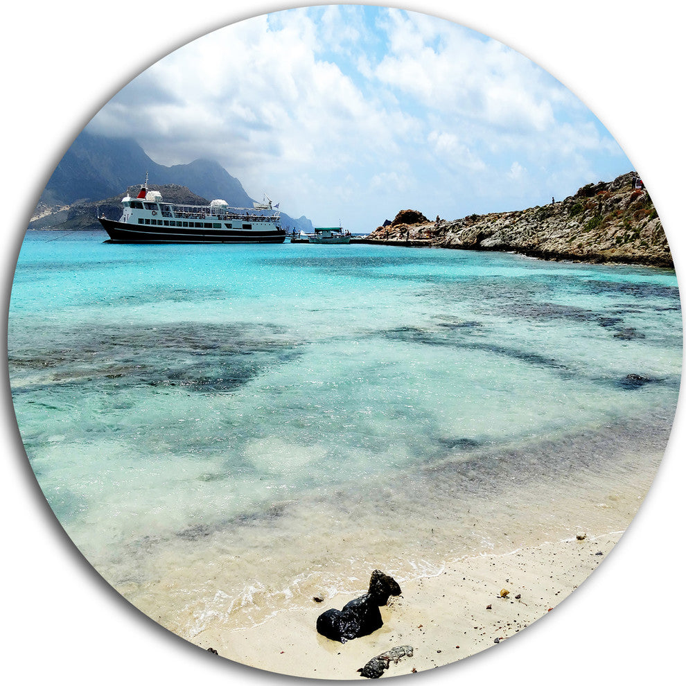 Blue Crete Island In Greece, Seashore Round Wall Art, 36"