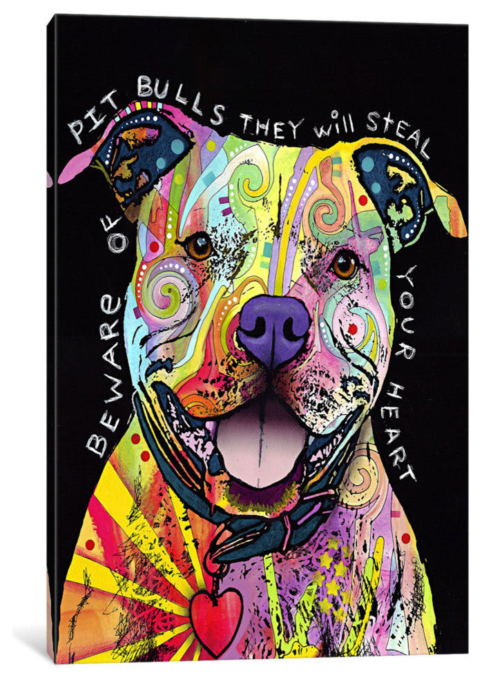 "Beware Of Pit Bulls" Wrapped Canvas Art Print, 18x12x1.5