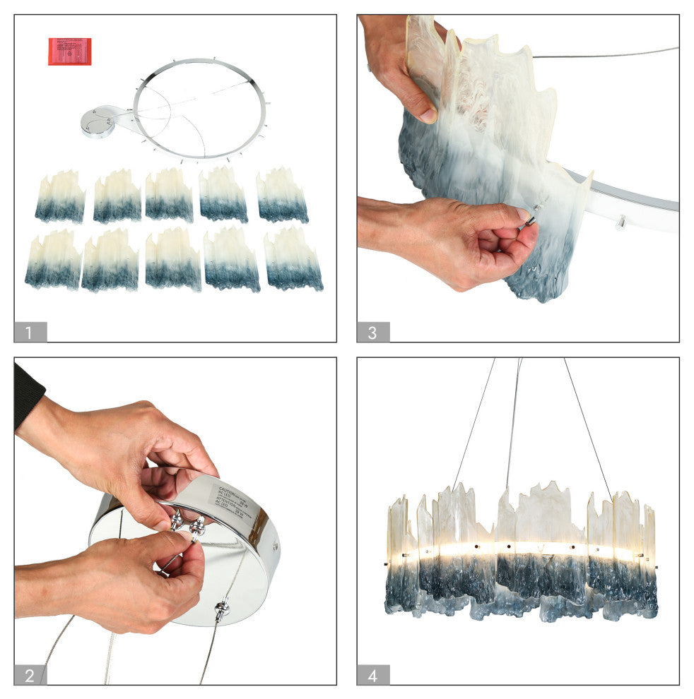 LNC Hanabalter 1-Light 28" Modern Resin LED Chandelier, Silver