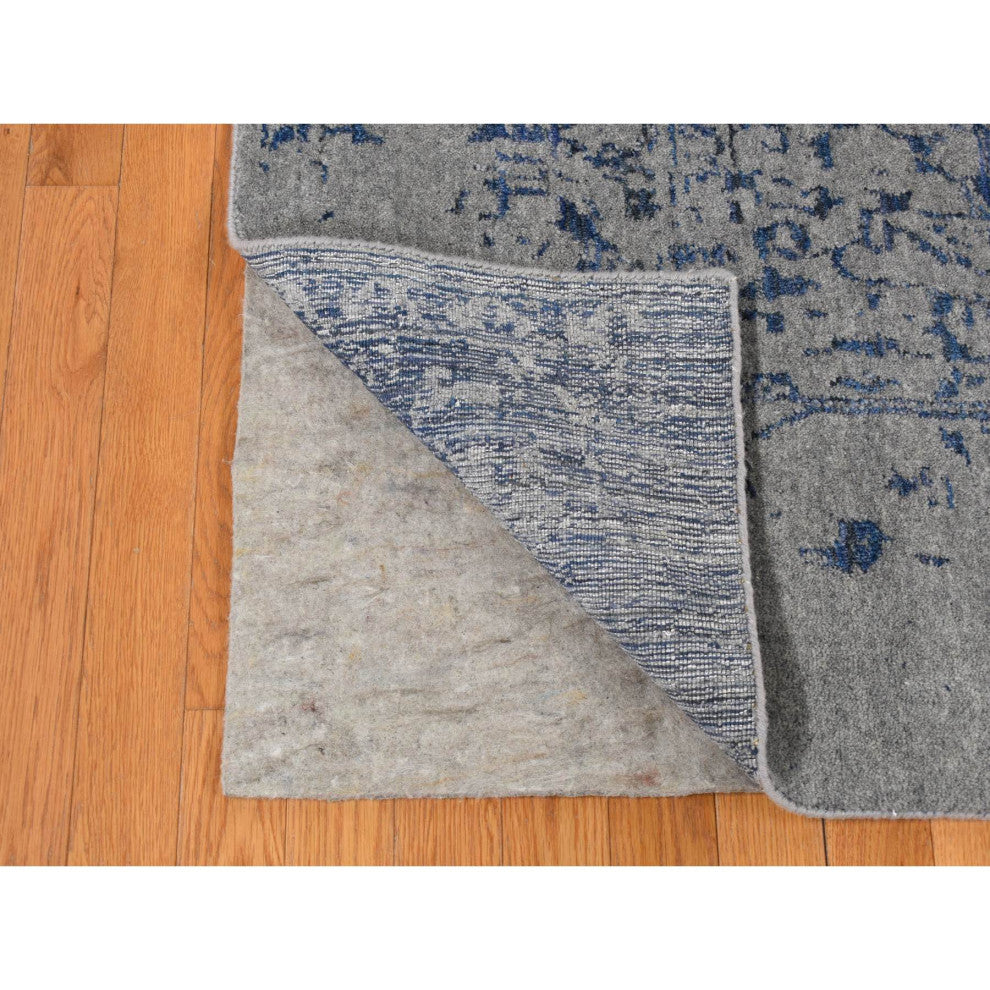 Battleship Gray, Jacquard Hand Loomed Hand Knotted Pure Wool Rug, 7'10"x10'