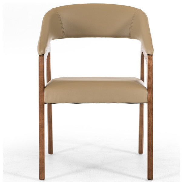 HomeRoots 31" Taupe Leatherette and Walnut Wood Dining Chair